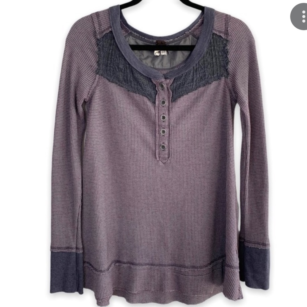 We the free blue waffle knit Henley XS